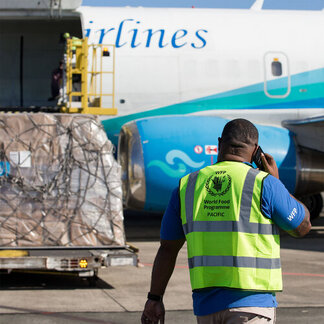 a man wearing WFP vest 