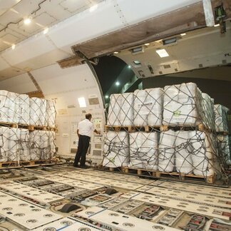 Relief supplies offloaded from WFP-managed UN Humanitarian Air Service